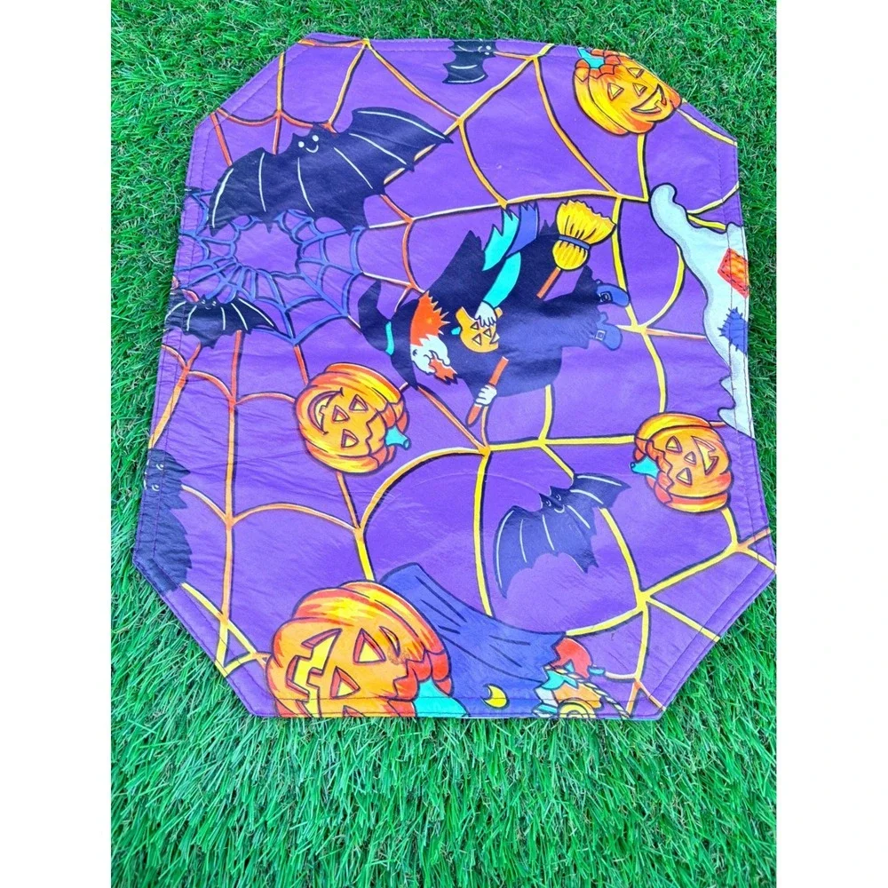Vintage Halloween Placemats Set of 6 Reversible Purple Black Witch Ghost Boo‎